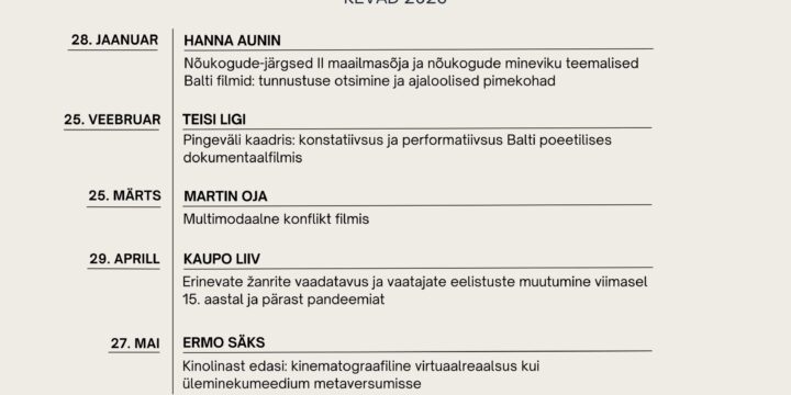 Eesti Filmiuurijate Seltsi kevadhooaja uurimisseminaride kava